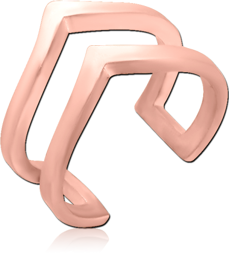 ROSE GOLD PVD COATED SURGICAL STEEL OPEN TWO STRIPES RING - POINTY