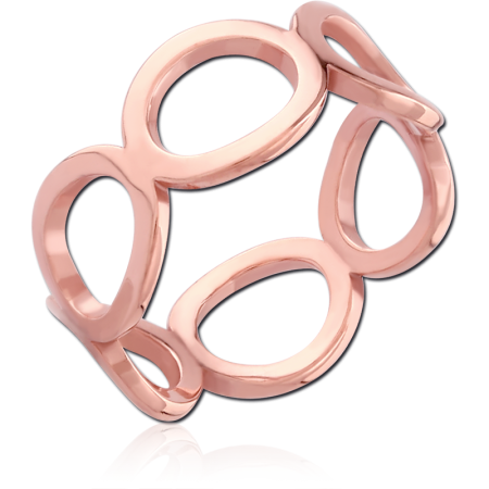 ROSE GOLD PVD COATED SURGICAL STEEL RING OPEN TEARDROP BAND