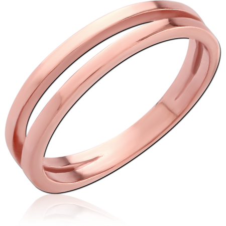 ROSE GOLD PVD COATED SURGICAL STEEL RING DOUBLE BAND STACKER