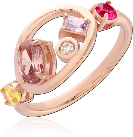 STERLING SILVER 925 ROSE GOLD PLATED JEWELED RING