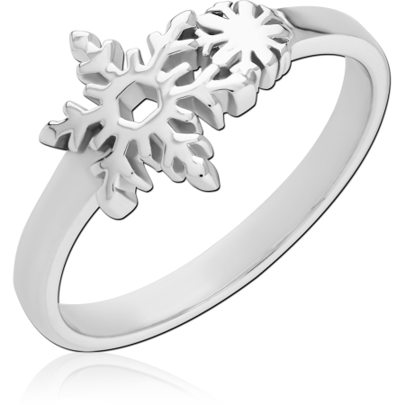 STERLING SILVER 925 RING DOUBLE SNOWFLAKE OPEN TOP DESIGN