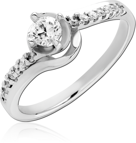 STERLING SILVER 925 RING ROUND SOLITAIRE WITH TWISTED PAVE BAND