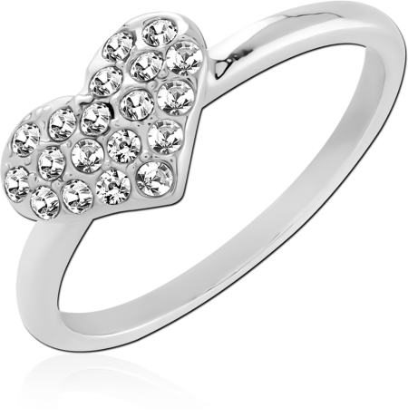 STERLING SILVER 925 RING PAVE HEART TOP CLEAR GEM CLUSTER DESIGN