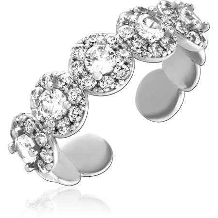 STERLING SILVER 925 RING FIVE HALO CLUSTER DESIGN WITH CLEAR GEMS
