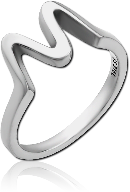 316L SURGICAL STEEL RING ZIGZAG CROWN INSPIRED OPEN BAND GEOMETRIC MINIMAL DESIGN