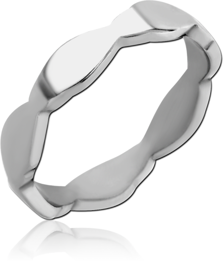 316L SURGICAL STEEL RING SCALLOPED EDGE WAVY BAND POLISHED MINIMAL DESIGN