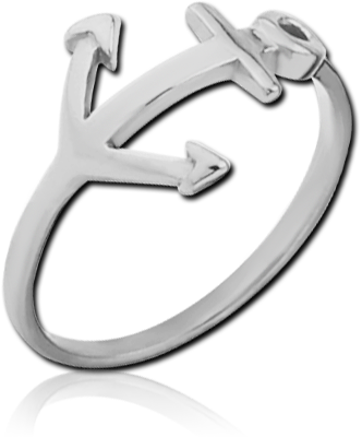 316L SURGICAL STEEL RING NAUTICAL ANCHOR OPENWORK POLISHED BAND MINIMAL STYLE