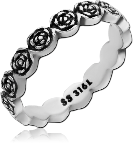 SURGICAL STEEL RING - ROSES