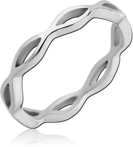 316L SURGICAL STEEL RING MARQUISE CUTOUT PATTERN BAND GEOMETRIC OPENWORK DESIGN