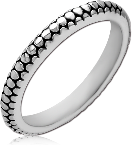 316L SURGICAL STEEL RING BEADED DOT TEXTURE PATTERN BAND POLISHED FINISH