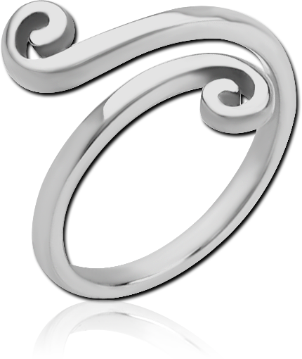 316L SURGICAL STEEL RING DOUBLE SWIRL SCROLL OPEN DESIGN POLISHED BAND