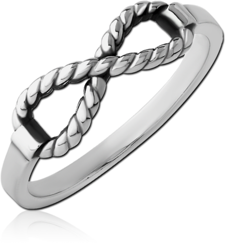 SURGICAL STEEL RING INFINITY ROPE TWIST OPEN TOP DESIGN