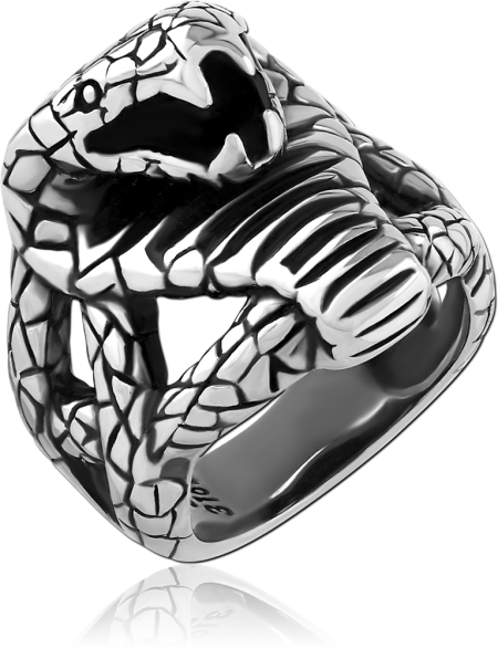 316L SURGICAL STEEL RING COBRA SNAKE HEAD OPENWORK DESIGN TEXTURED DETAIL