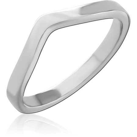 316L SURGICAL STEEL RING GEOMETRIC OFFSET BAND POLISHED FINISH MINIMALIST