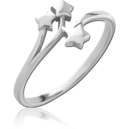 316L SURGICAL STEEL RING THREE STARS OPEN DESIGN