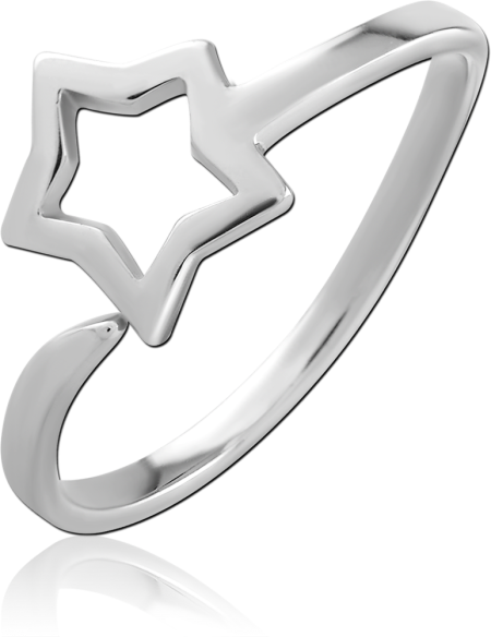 316L SURGICAL STEEL OPEN RING HOLLOW STAR OUTLINE WRAP MINIMALIST DESIGN