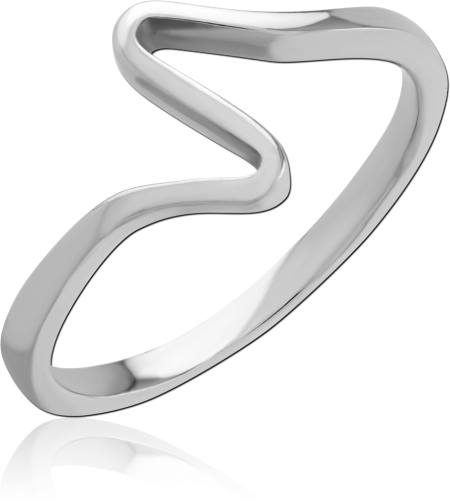316L SURGICAL STEEL OPEN RING SMOOTH CHEVRON WAVE MINIMALIST BAND DESIGN