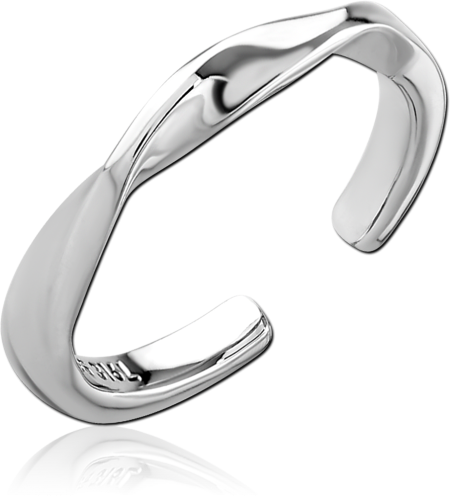 316L SURGICAL STEEL OPEN RING CURVED WAVE BAND POLISHED MINIMALIST FINISH