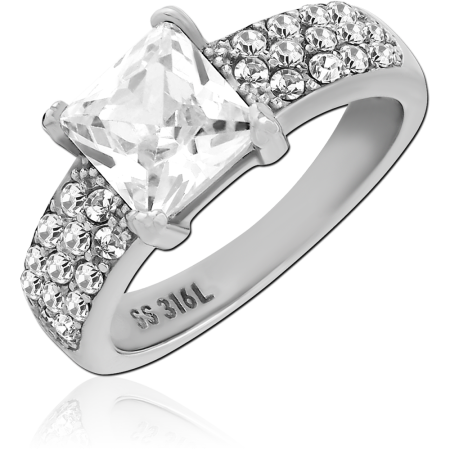 SURGICAL STEEL RING PEAR CUT GREEN GEM LEAF VINE DESIGN