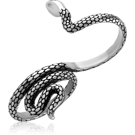 316L SURGICAL STEEL RING OPEN COILED SNAKE WITH SCALE TEXTURE DETAIL