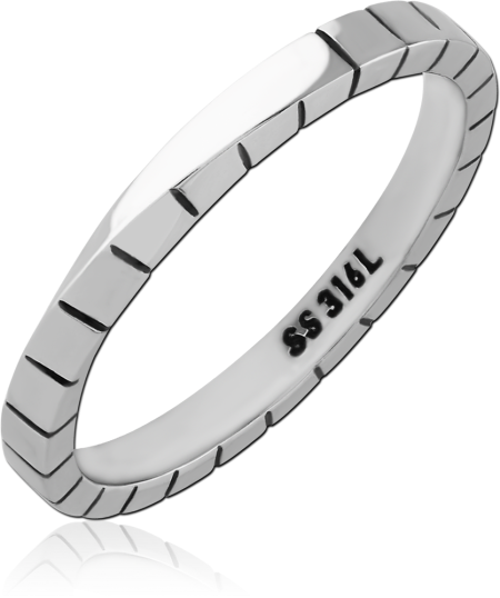 316L SURGICAL STEEL RING DIAGONAL GROOVE BAND