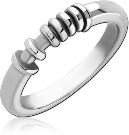 SURGICAL STEEL RING STACKED DISC BAR ACCENT MINIMALIST CONTEMPORARY DESIGN