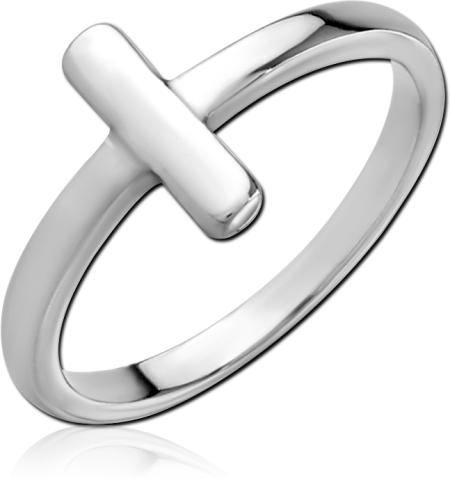 316L SURGICAL STEEL RING HORIZONTAL BAR TOP BAND ACCENT DESIGN