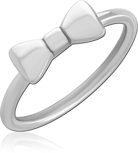 316L SURGICAL STEEL RING BOW TOP BAND ACCENT DETAIL DESIGN