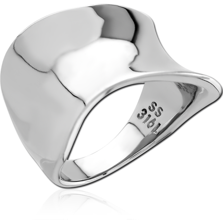 316L SURGICAL STEEL RING WIDE CURVED SADDLE BAND POLISHED HIGH SHINE