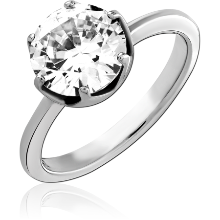 316L SURGICAL STEEL RING ROUND CLEAR GEM PRONG SETTING SOLITAIRE BAND