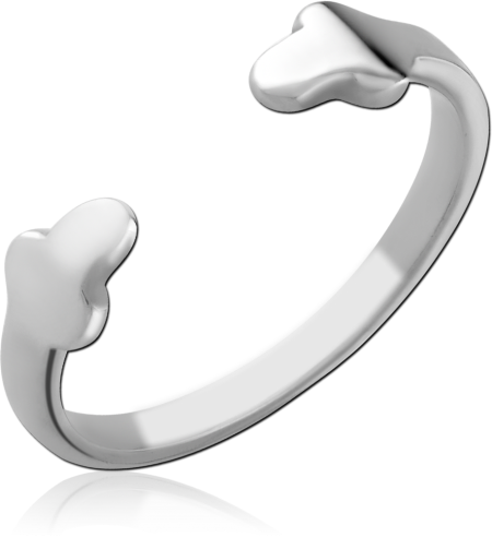 316L SURGICAL STEEL OPEN RING DOUBLE HEART ENDS BYPASS BAND POLISHED
