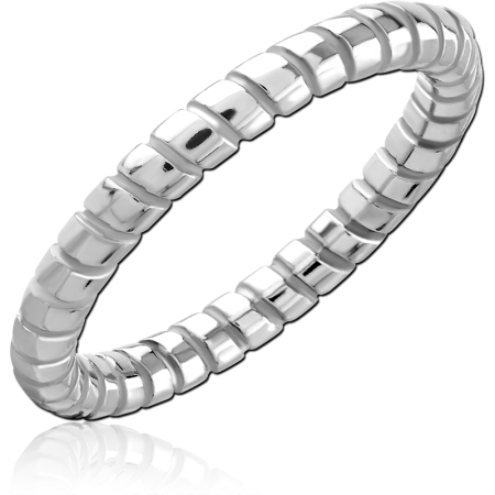 316L SURGICAL STEEL RING GEOMETRIC STACKED SQUARE BEAD BAND DESIGN POLISHED FINISH