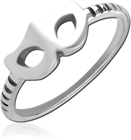 316L SURGICAL STEEL RING MASQUERADE MASK CUTOUT WITH GROOVED SHOULDER DESIGN