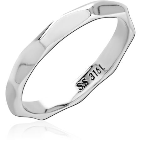 316L SURGICAL STEEL RING GEOMETRIC FACETED BAND