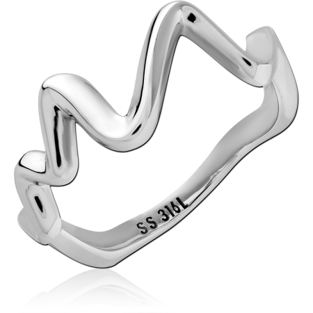 316L SURGICAL STEEL RING ZIGZAG OPEN BAND
