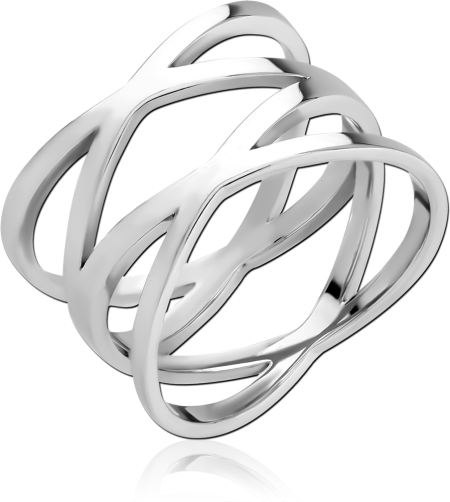 316L SURGICAL STEEL RING OPEN MULTI-BAND CRISSCROSS OVERLAP DESIGN