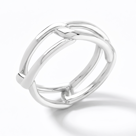 316L SURGICAL STEEL RING DOUBLE BAND INTERLOCKING OPEN LINK DESIGN