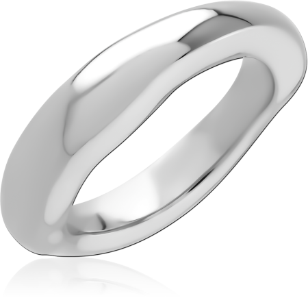 316L SURGICAL STEEL RING SMOOTH WAVY BAND ORGANIC CURVED PROFILE