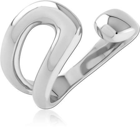 316L SURGICAL STEEL RING OPEN WRAP ABSTRACT LOOP NEGATIVE SPACE