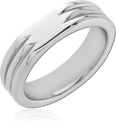 316L SURGICAL STEEL RING TRIPLE DIAGONAL GROOVE CARVED BAND DESIGN