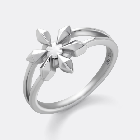 SURGICAL STEEL RING SPLIT BAND SIX PETAL FLOWER TOP DESIGN