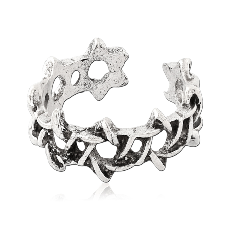 316L SURGICAL STEEL RING TEXTURED THORN BAND OPEN DESIGN OXIDIZED FINISH
