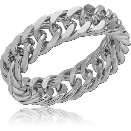 316L SURGICAL STEEL RING CURB CHAIN LINK BAND POLISHED DESIGN