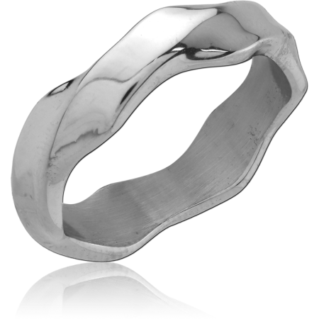 316L SURGICAL STEEL RING WIDE WAVY ORGANIC BAND POLISHED FINISH