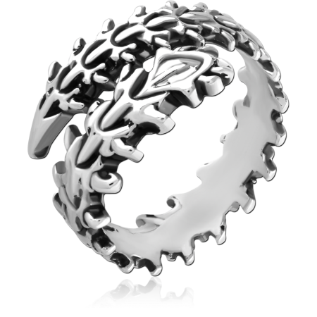 316L SURGICAL STEEL RING OPENWORK THORN OPEN WRAP BAND POLISHED FINISH