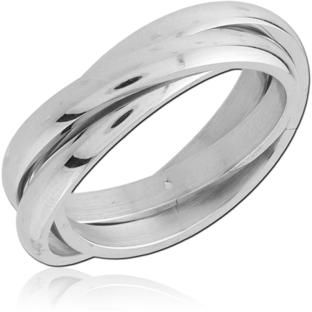 316L SURGICAL STEEL RING TRIPLE INTERLOCKING ROLLING BANDS POLISHED FINISH