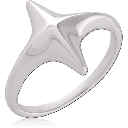 316L SURGICAL STEEL RING ABSTRACT POINT DESIGN POLISHED FINISH BAND