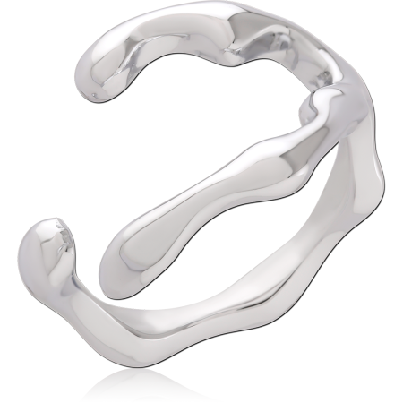 316L SURGICAL STEEL OPEN RING WAVY BAND DESIGN POLISHED FINISH