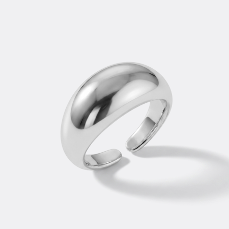 316L SURGICAL STEEL RING ADJUSTABLE POLISHED WIDE DOME BAND