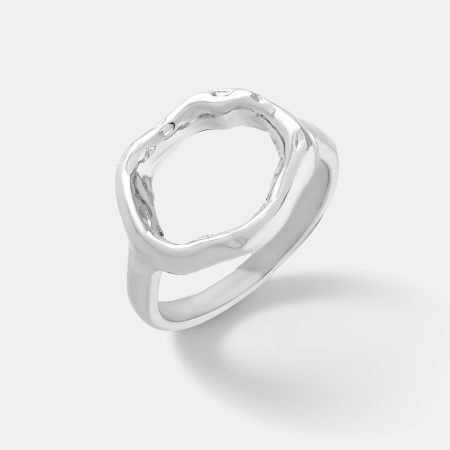 316L SURGICAL STEEL RING POLISHED ORGANIC OPEN CIRCLE OUTLINE TOP